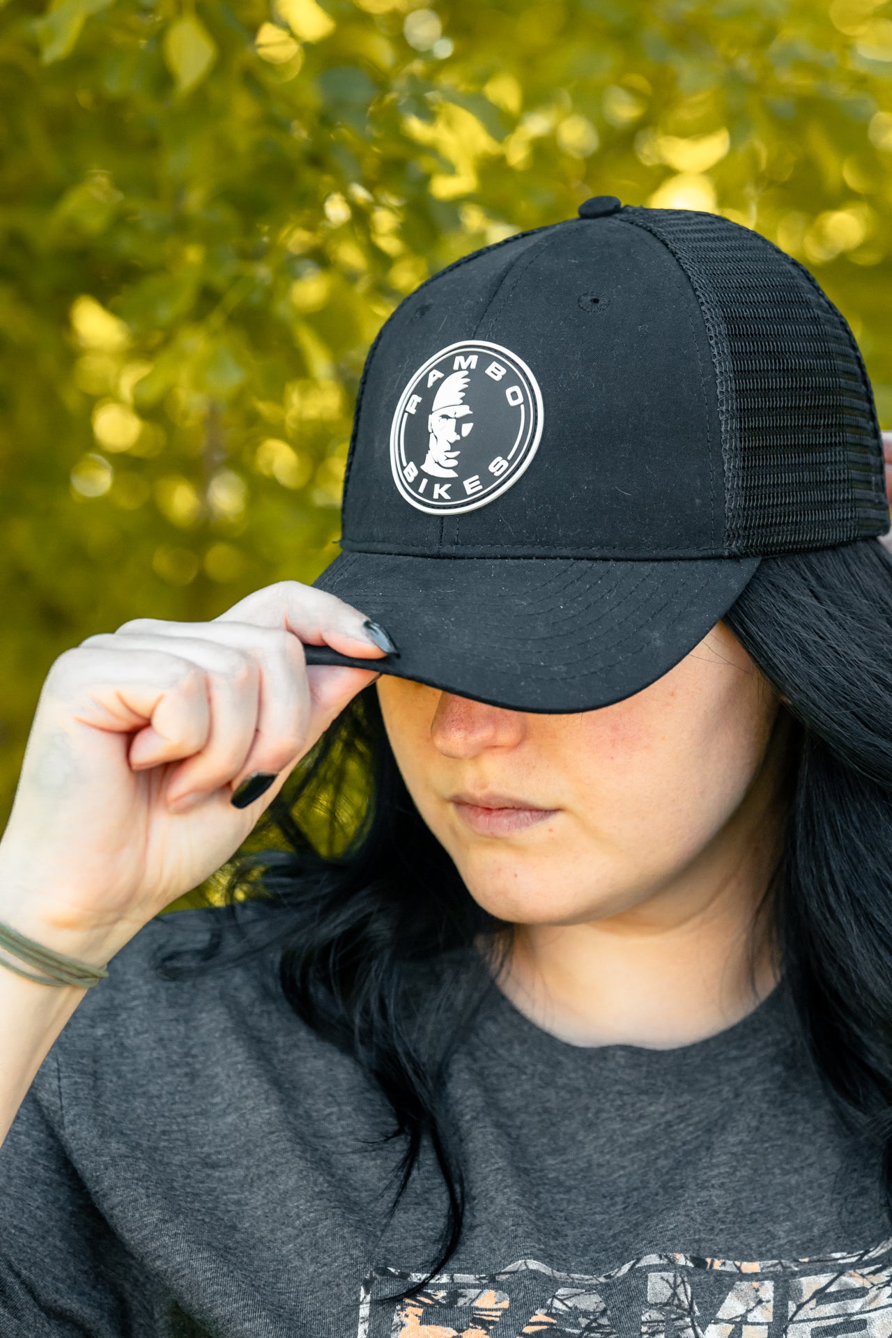 Rambo Hat Black Leather Patch