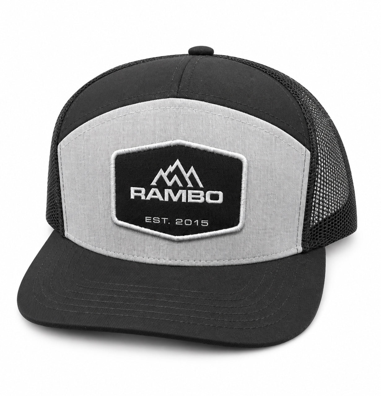 Rambo EST. 2015 Trucker Hat | Rambo Bikes three-quarter view
