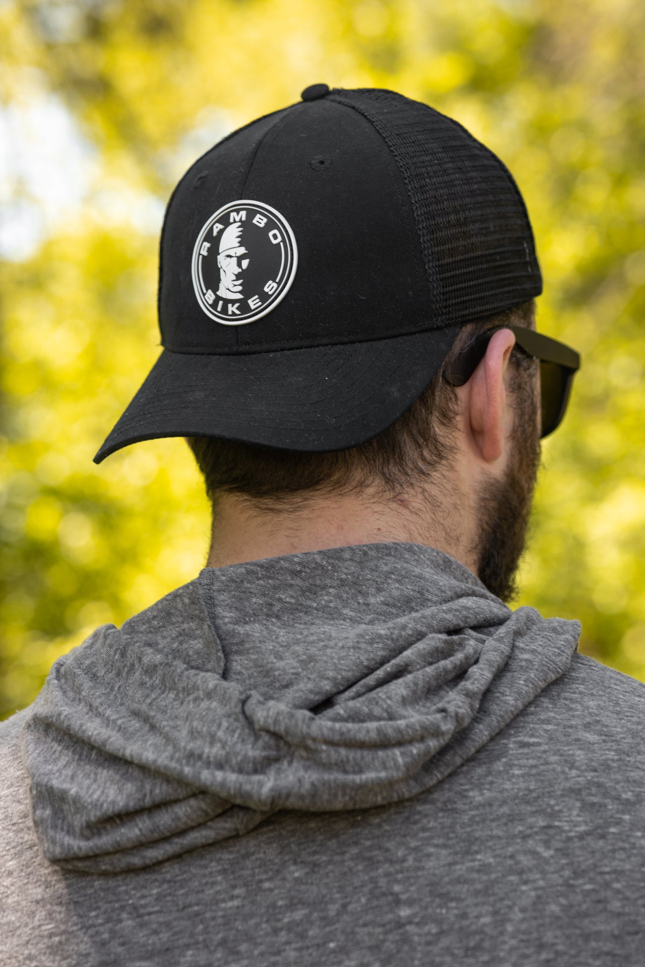 Rambo Hat Black Leather Patch | Rambo Bikes side view