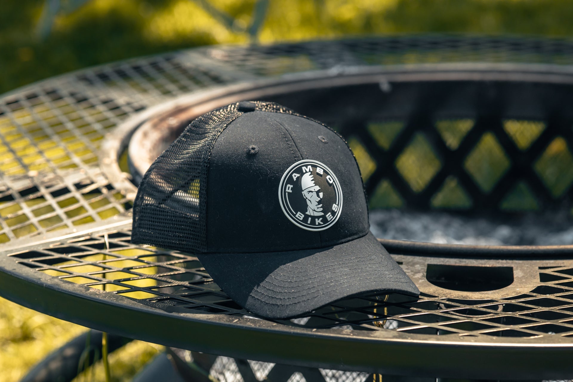 Rambo Hat Black Leather Patch | Rambo Bikes in use
