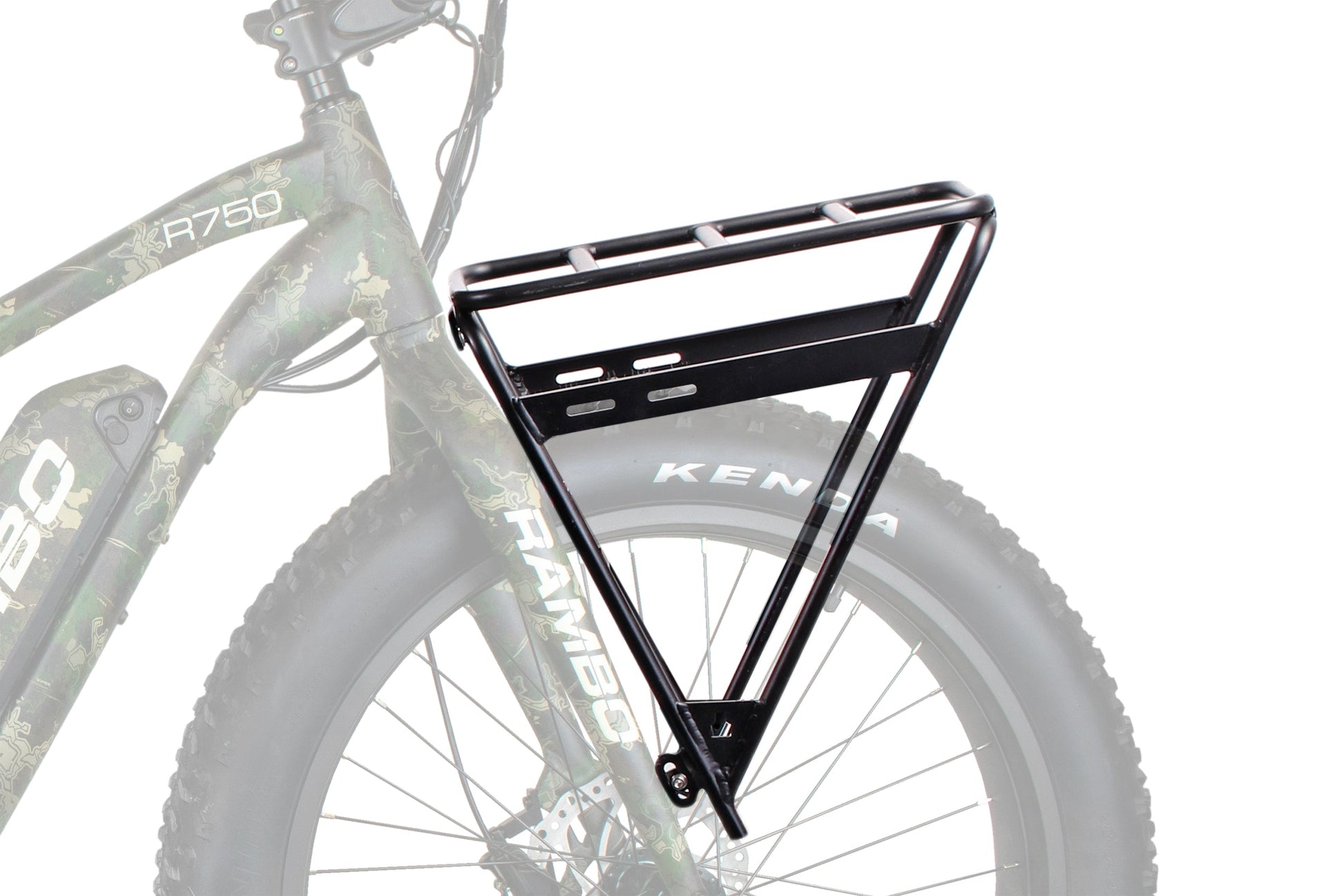 Front Luggage Rack for Savage 1.0 Bike | Rambo Bikes angled view