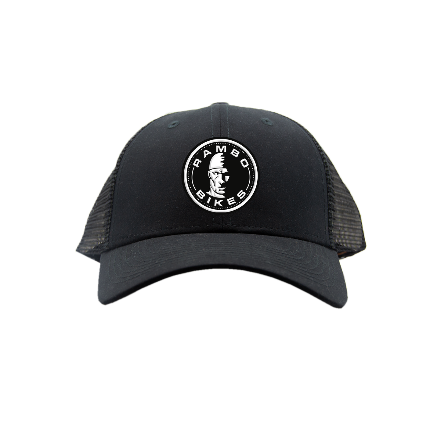 Rambo Hat Black Leather Patch | Rambo Bikes front view