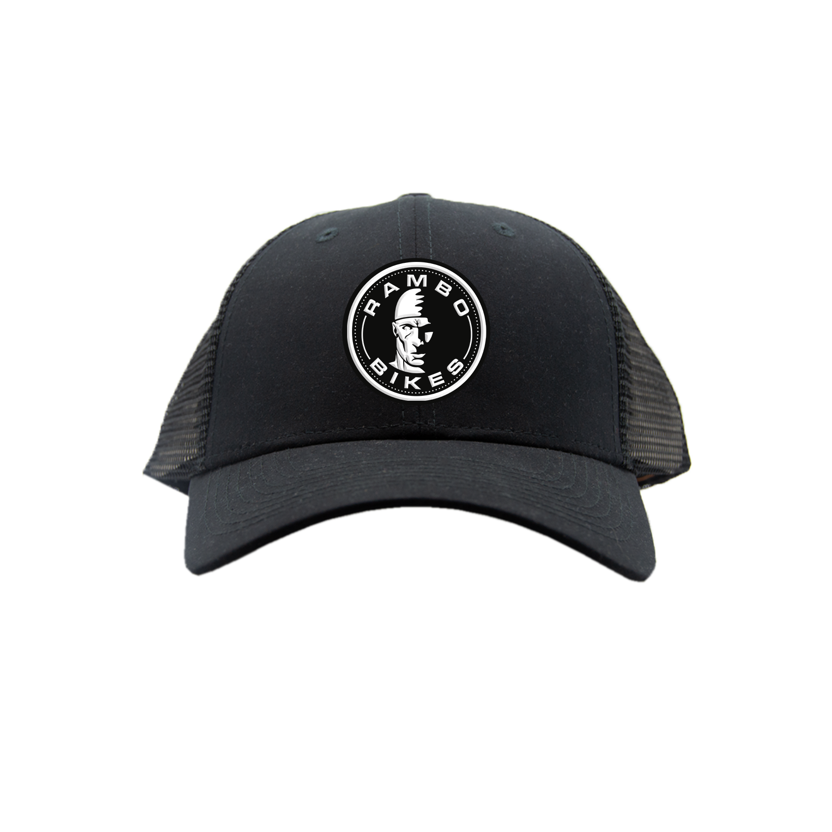 Rambo Hat Black Leather Patch | Rambo Bikes front view