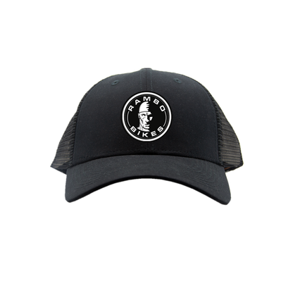 Rambo Hat Black Leather Patch | Rambo Bikes front view